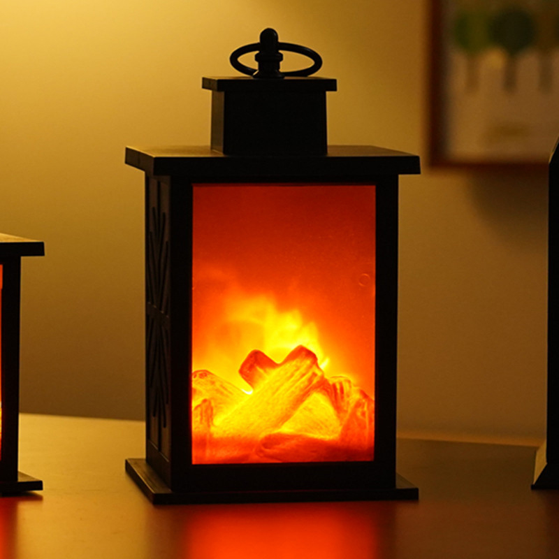 Luz LED para chimenea con temporizador, linterna de llama de fuego de madera realista, lámpara de mesa estilo carbón, para , , Camping, decoración del hogar
