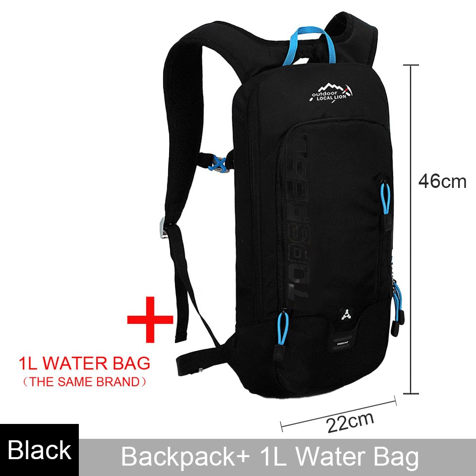 LOCAL LION 6L/5L Cycling Bag Men's Women Riding Waterproof Breathable Bicycle Backpack,Bicycle Water Bag,Bicycle helmet: B-Black with 1L bag