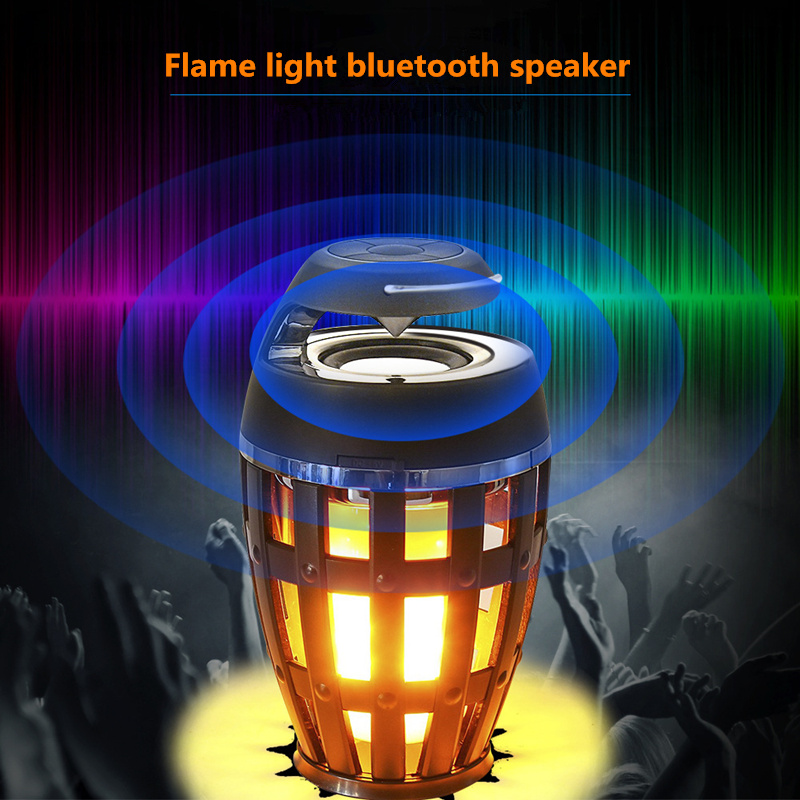 LED Flame Light Bluetooth Speaker Touch Soft Light Portable Stereo Waterproof Intelligent Sound Dance Music Festival Party