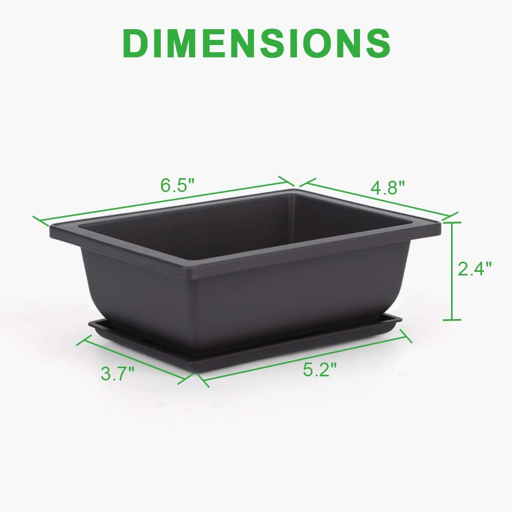 10 Packs Bonsai Training Pots with Tray Plastic Bonsai Plants Gg Pot for Garden Yard Living Room Balcony 16.5X12cm