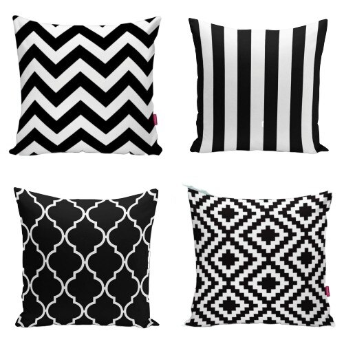 Twinklebabyrooms negro blanco 4'lü Kombin almohada decorar Set de fundas