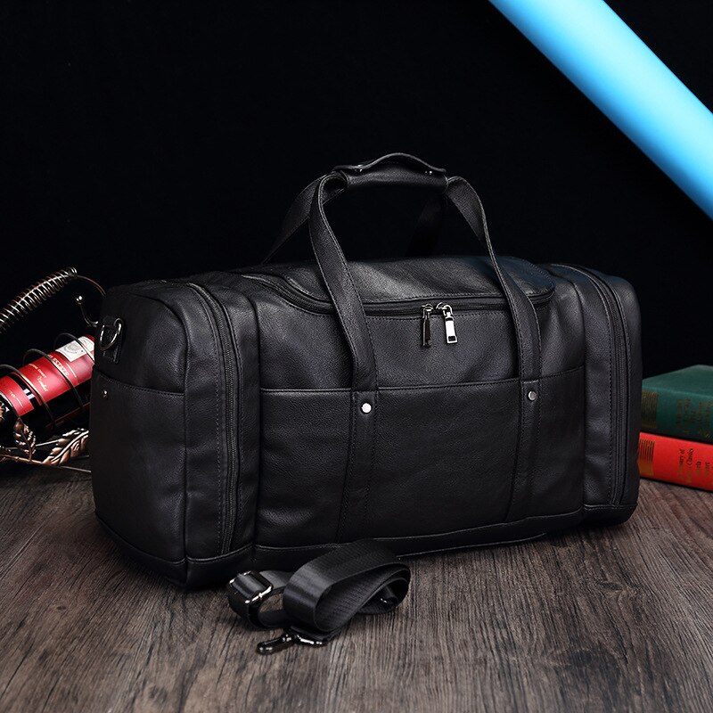 Große handtasche aus pu-leder für damen und herren, weiches leder, ideal als handgepäck, reisetasche, schultertasche, unisex-tasche für wochenendtrips und fitness.