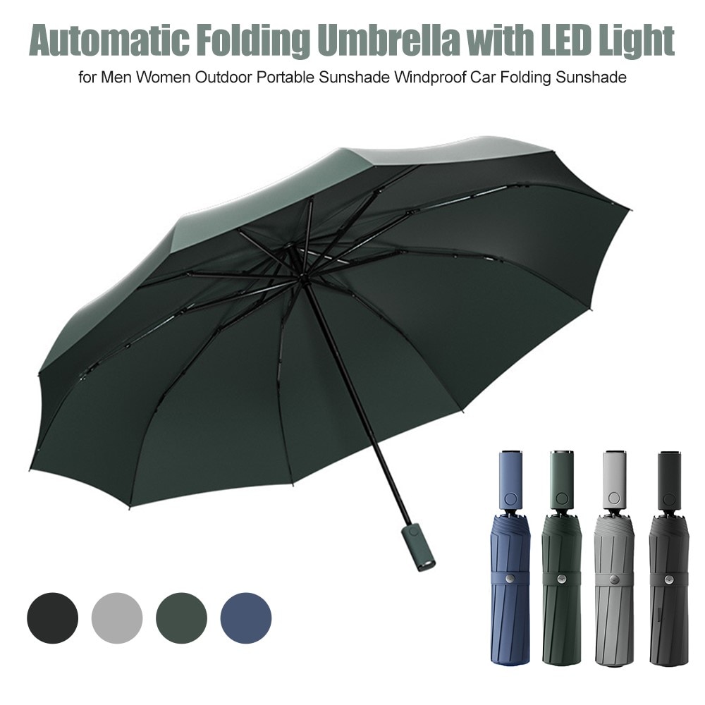 Nuovo per Xiaomi ombrello pieghevole automatico con luce a Led ombrelli da pioggia grandi antivento ombrellone da esterno portatile per uomo donna