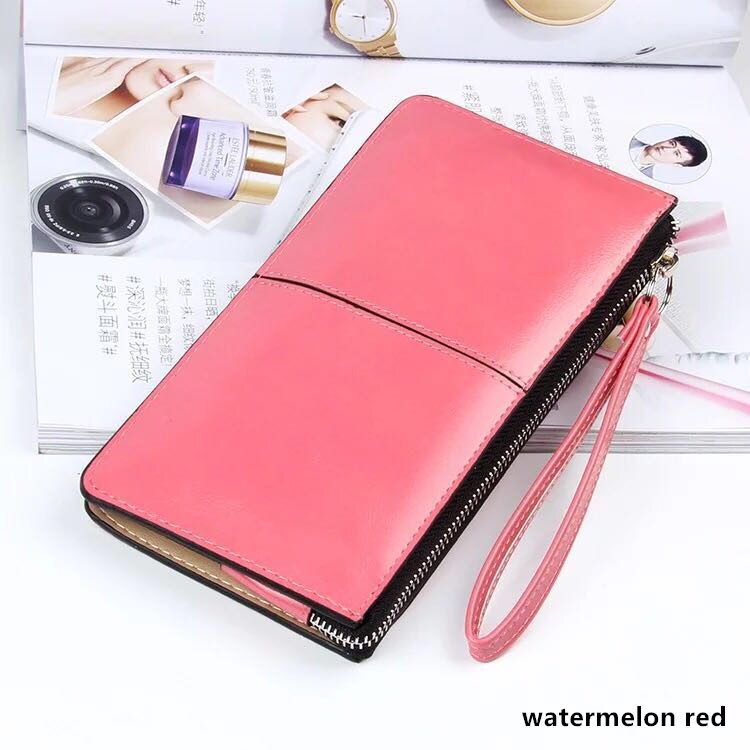 Women Wallets Long Candy Oil Leather Wallet Day Clutch Women's Purse Female Purse Clutch Card Holder: 10