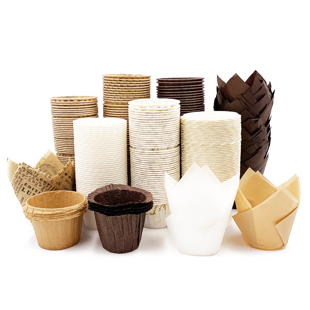 50 Stuks Cupcake Papier Cup Oilproof Cupcake Liner Bakken Cup Lade Case Wedding Party Caissettes Gouden Muffin Wrapper Papier