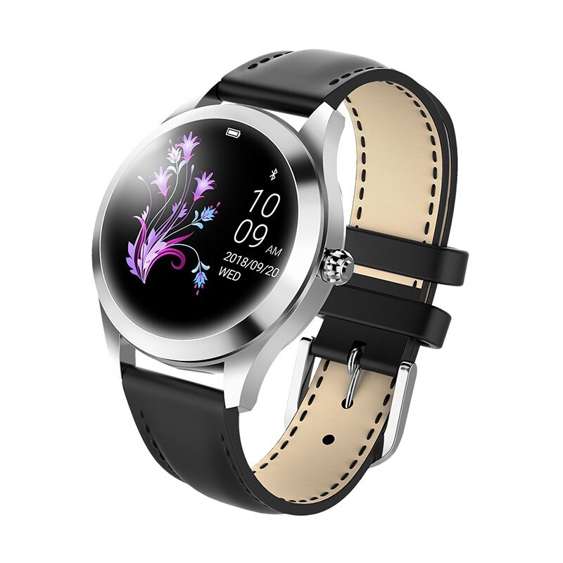 Smart Horloge Vrouwen Relogio Smart Horloge Vrouwen KW10 IP68 Waterdicht Hartslag Smartwatch Fitness Armband Voor Lady: Leather Black