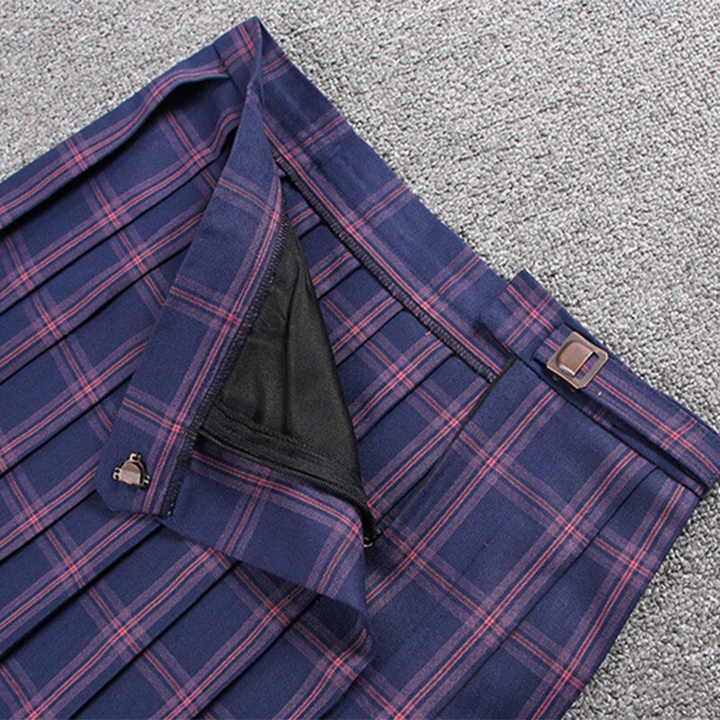 Female Universal Sailor School Uniform Skirts School Girls Plaid Skirt Cotton Universal Pleated Skirts