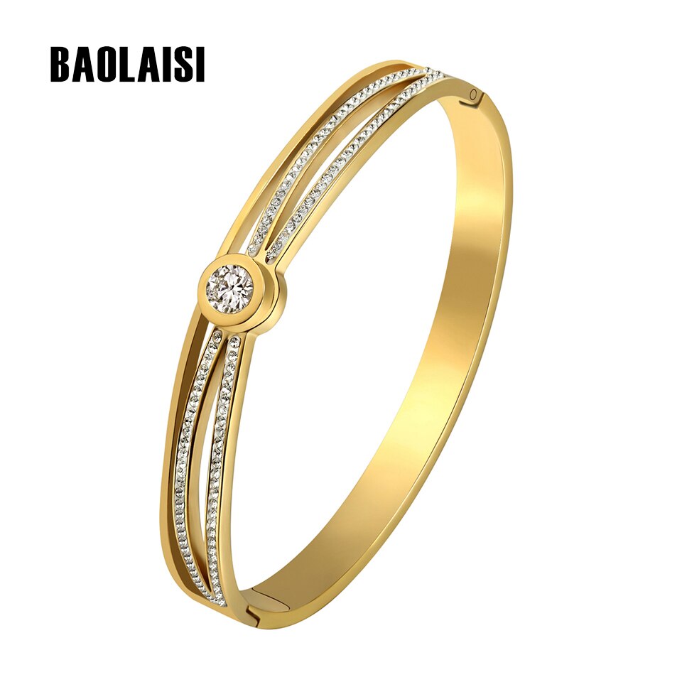Baolaisi Charm Hart Armbanden Voor Vrouwen Sieraden Goud Kleur Armbanden Oostenrijkse Crystal Rhinestone Hand Mode-sieraden