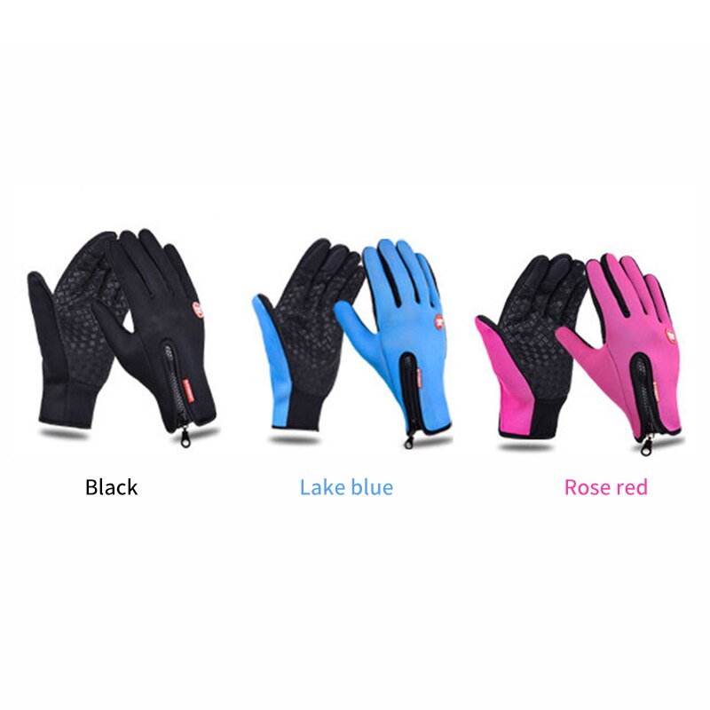 Cykling unisex varma handskar vinter vindtäta full finger handskar utomhus bergsklättring fleece pekskärm vantar