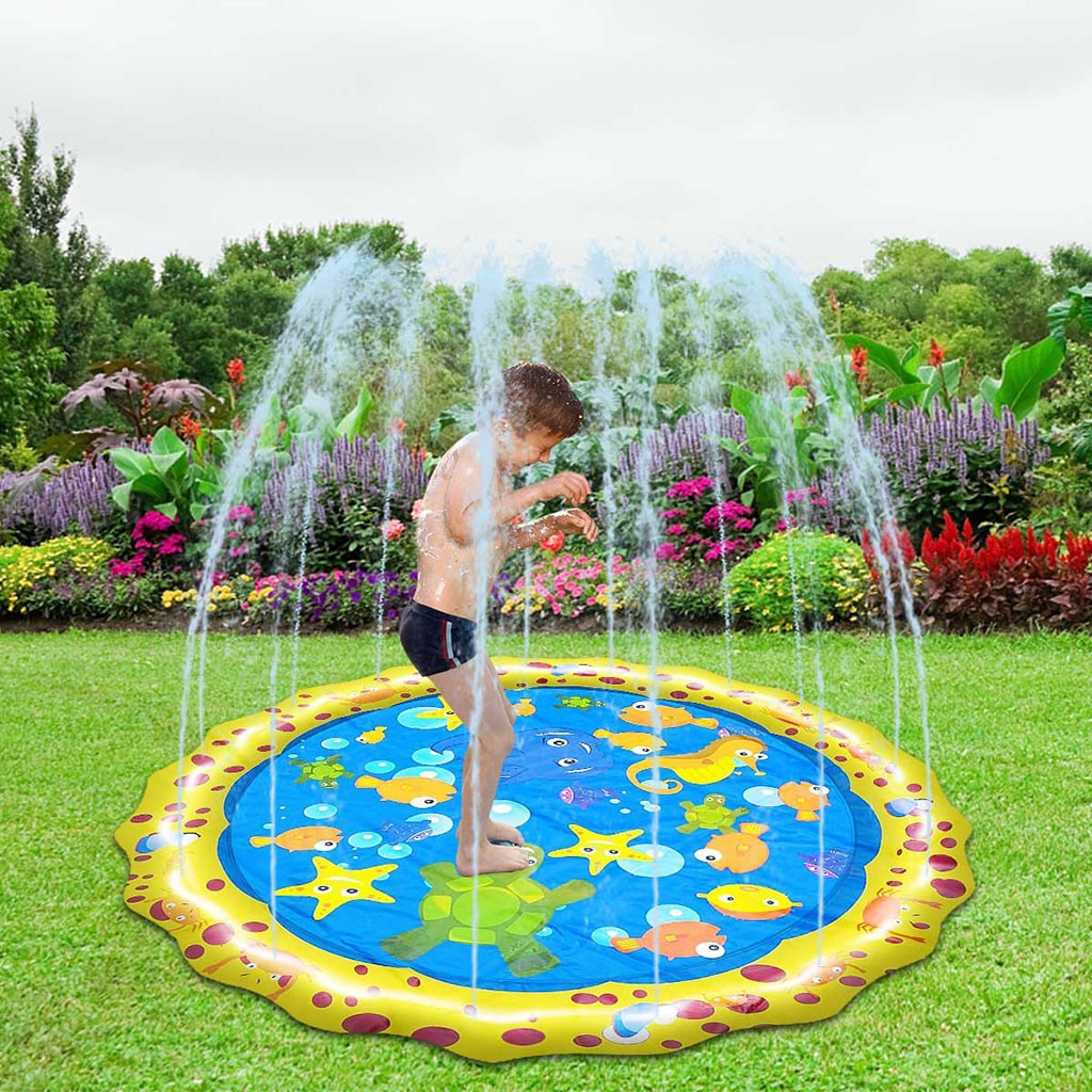 Childrens Water Splash Play Mat Opblaasbare Spray Water Kussen Zomer Kids Play Water Mat Gazon Games Pad Sprinkler Spelen Speelgoed out