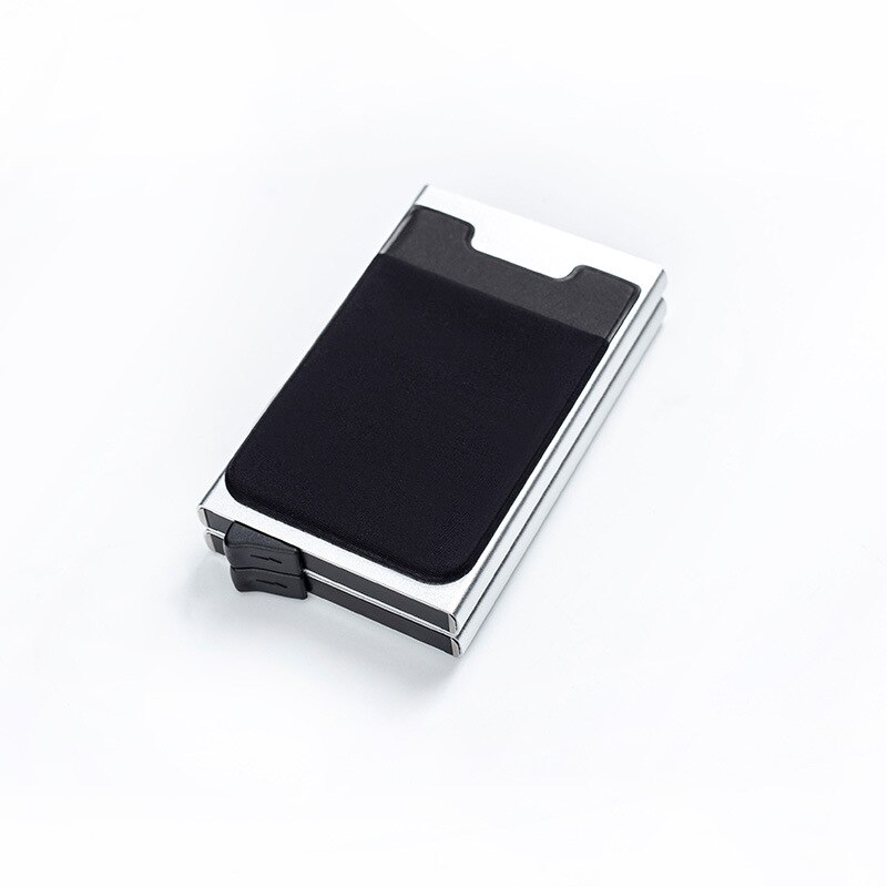 DIENQI Rfid Credit Card Holder Men Aluminium Metal Steel Minimalist Wallet Bank Cardholder Case Luxury Purse nederlands: Silver black