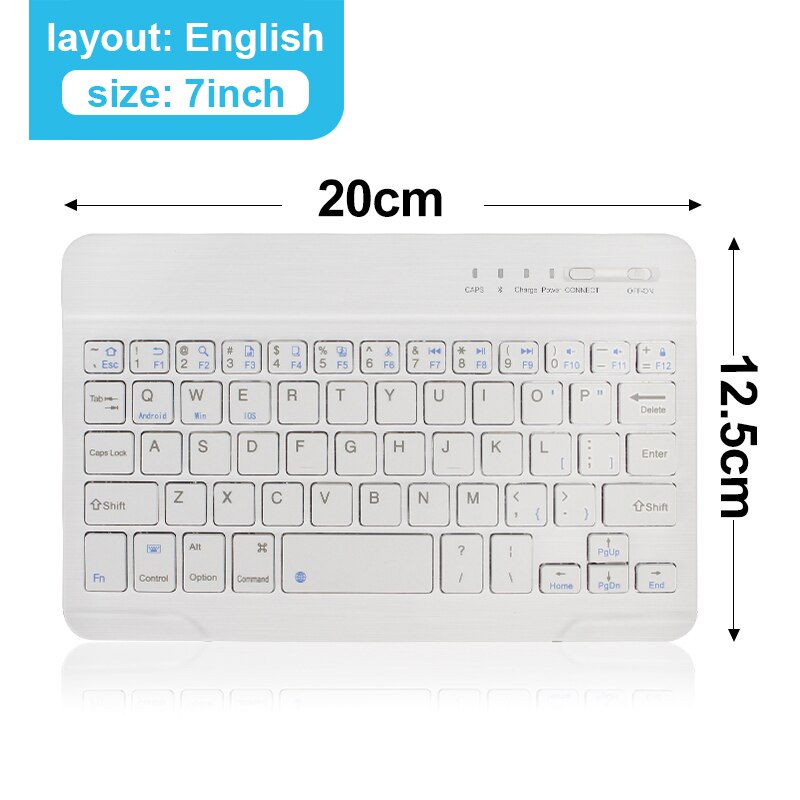 Mini Draadloze Toetsenbord Bluetooth Toetsenbord Voor Ipad Telefoon Tablet Russische Spainish Oplaadbare Toetsenbord Voor Android Ios Windows: 7 in white English