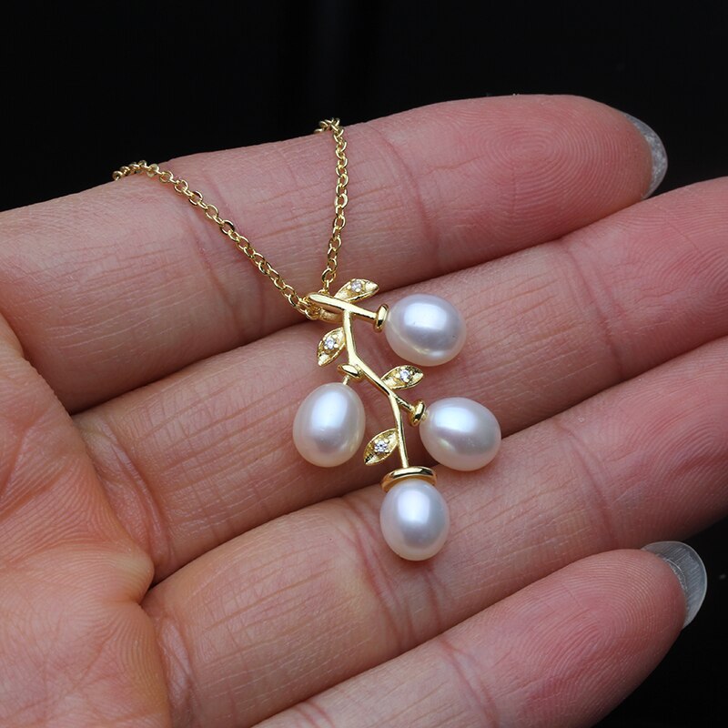 Mode Natuurlijke Zoetwater Multi-Kraal Hanger Prachtige Gouden Blad Ketting Voor Vrouwen Huwelijkscadeau