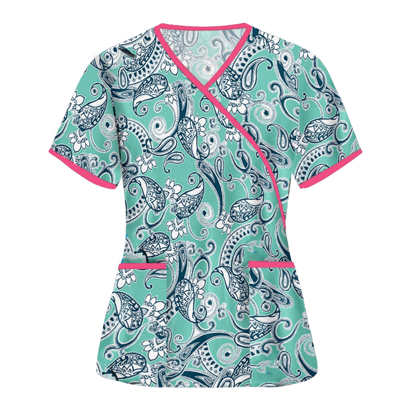 Sales Nurse Uniform Women Short Sleeve Neck Tops Working Uniform Blouse Nurses Uniform Scrubs Top Медицинская Одежда FFT: B / S