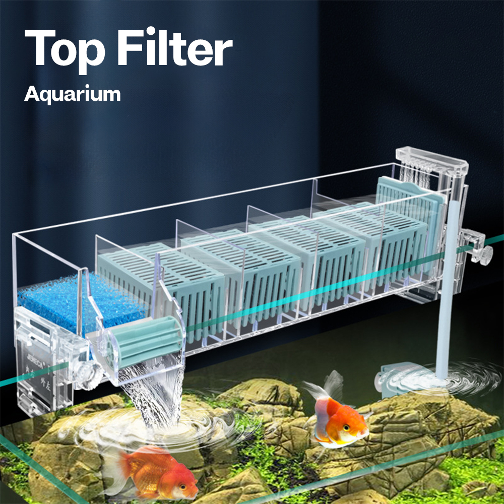 Aquarium Wall-Mounted Waterfall Filter Roller, ,Circulating Oxygen genation,Multi-Layer Fish Tank Top Filter
