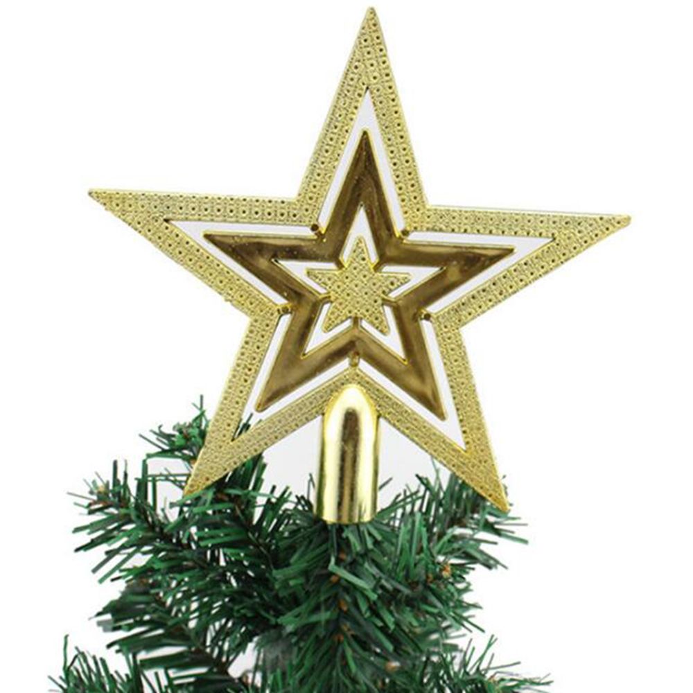 1Pc Vrolijk Kerstboom Top Sparkle Sterren Hangen Xmas Decoratie Ornament Treetop Topper Gouden Pentagram Noel Navidad Levert