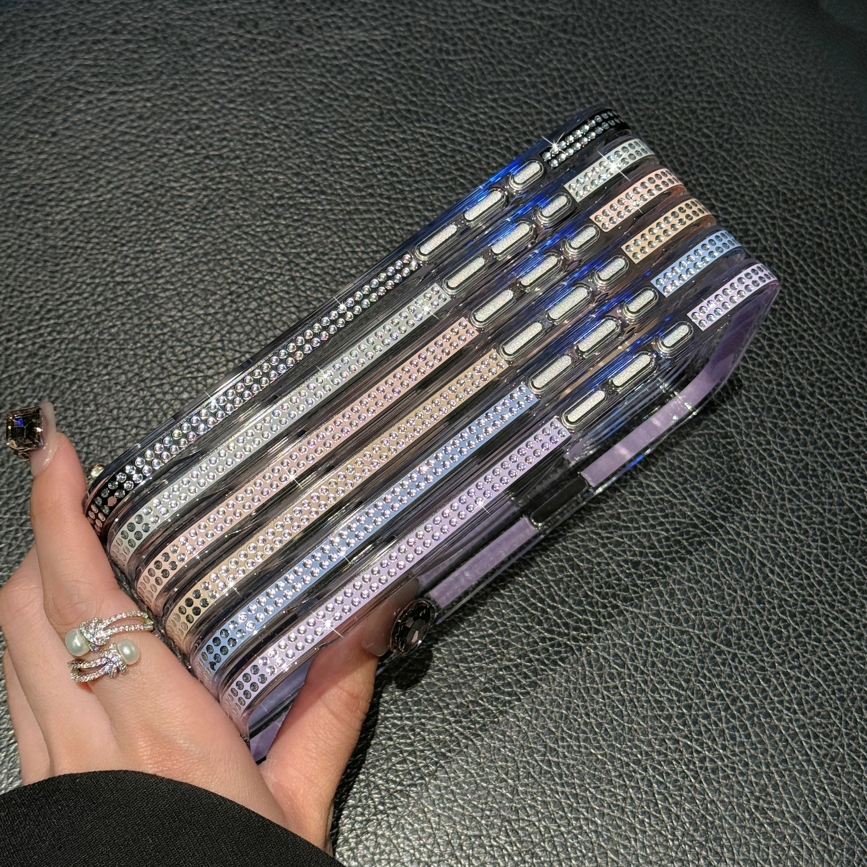 Magnetic Transparent Phone Case For Iphone 14 15 16 Pro Max Luxury Flash Drill Magnetic Ring Phone Cover For IPHON 15 16 Promax