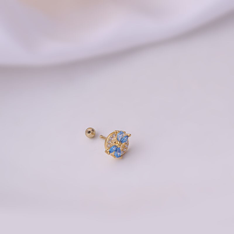 1 Stuk Kleur Zirkoon Stud Oorbellen 2022 Voor Vrouwen Koreaanse Mode Oor Manchetten Sieraden 0.8Mm Rvs Piercing Stud oorbellen