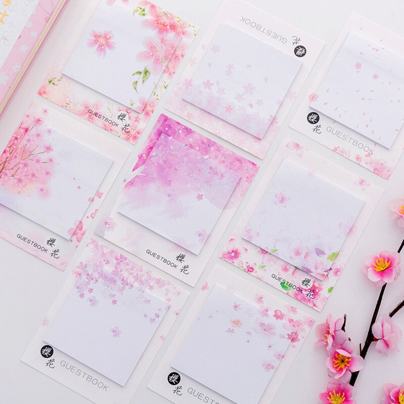 8 Pcs Sakura Sticky Note Kersenbloesem Bloem Memo Pad Post Dagboek Planner Marker Het Gastenboek Kantoor Schoolbenodigdheden F024