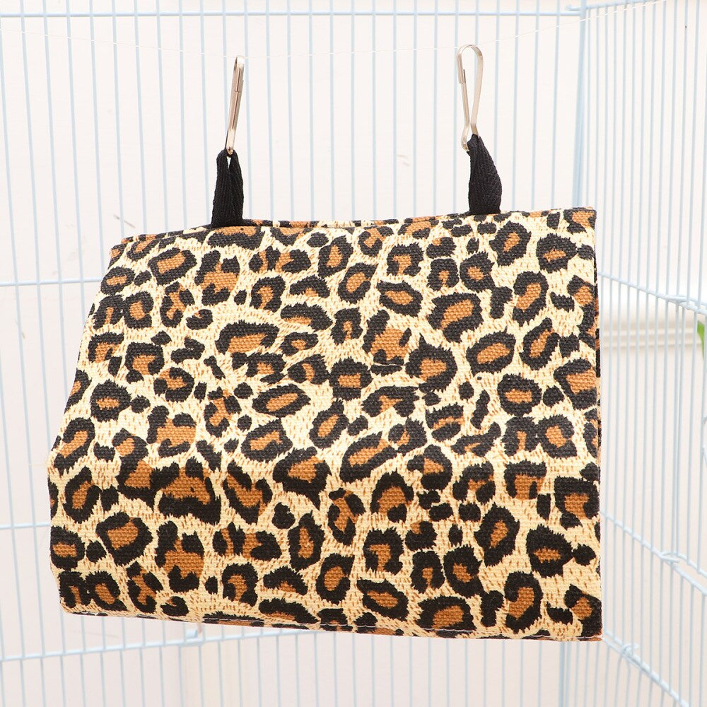 Leopardmönster papegoja hängmatta bo canvas bo fågel sovsäng gunga hängmatta - storlek s