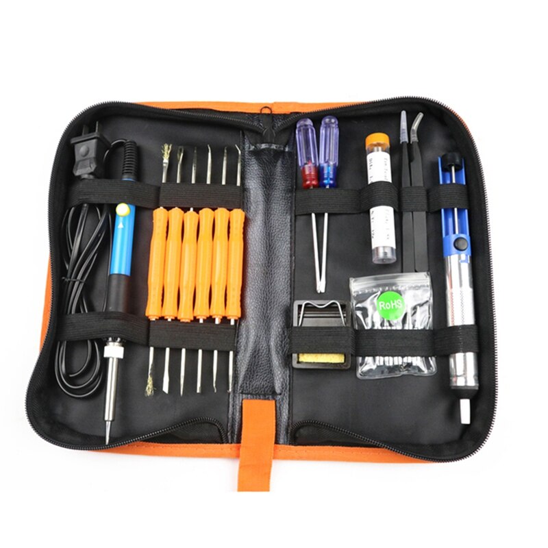 20Pcs Electric Soldering Iron Welding Tool Kit 110V 60W Control Welding Station Tip Case: US Plug