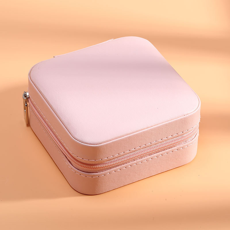 Luluhut Pu Lederen Doos Voor Sieraden Opslag Reizen Sieraden Case Draagbare Sieraden Doos Rits Lederen Organizer Voor Sieraden: pink