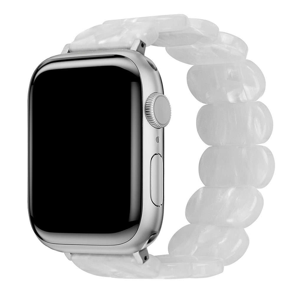 Resin strap for Apple watch band 38mm 40mm 41mm 42mm 44mm 45mm 49mm Resin elastic force Strap correa iwatch series 9 8 7 SE 6 5: White Black / 14mm