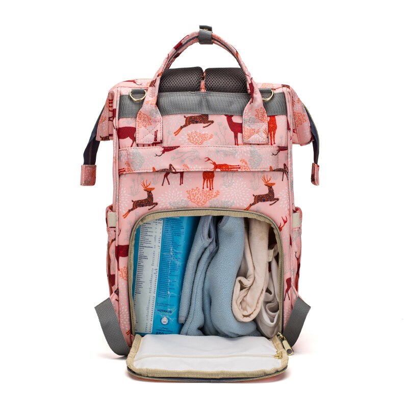 Lequeen – sacs à langer pour maman, sac à dos de voyage à motif animal, grande capacité, mise à jour, USB, LPB29