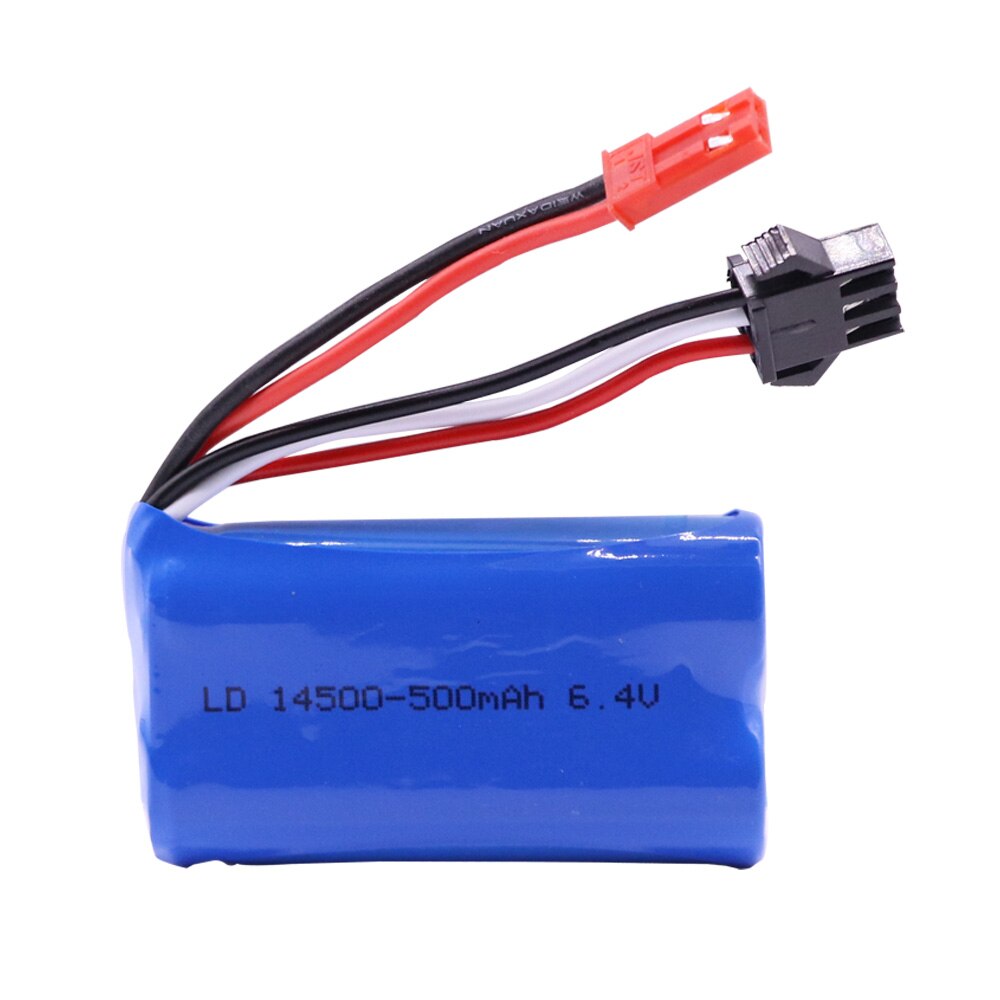 14500 500mah 6.4 v li-ion bateria com carregador usb para wltoys 18401/18402 rc veículo fora de estrada 6.4 v para rc brinquedos carros turcks barco