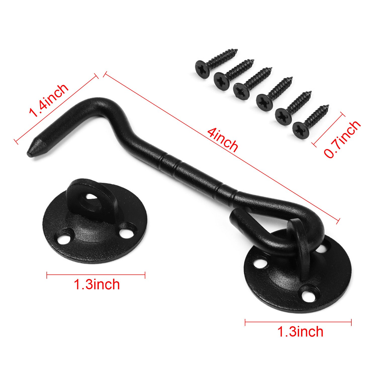 4 inch Cabin Hook Barn Door Latch Doors Bathrooms Windows Eye Latch Stainless Steel Silent Gate Hook with screws