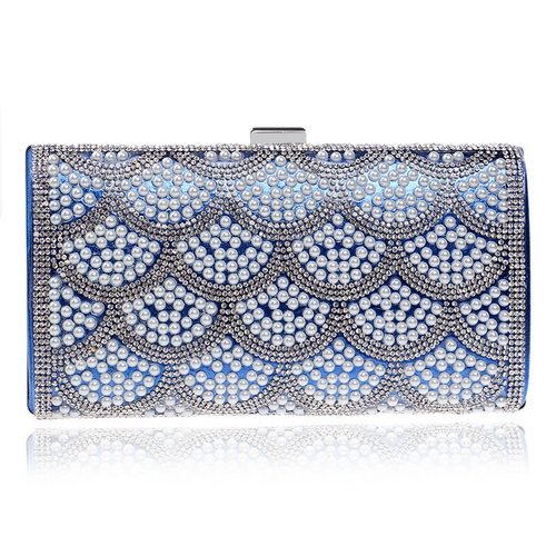 SEKUSA Perlen Frauen Messenger Handtaschen Diamanten Perle Kette Schulter Tag Kupplung Abend Taschen V Kristall Hochzeit Tasche: YM1054blue