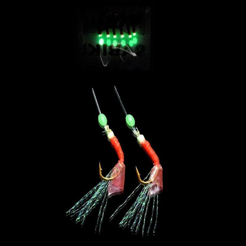 1Pack Sabiki Rigs Saltwater Artificial Fishing Lures Luminous Sea Bait Mackerel Pesca Tackle Fishskin String Hooks Feather Hook