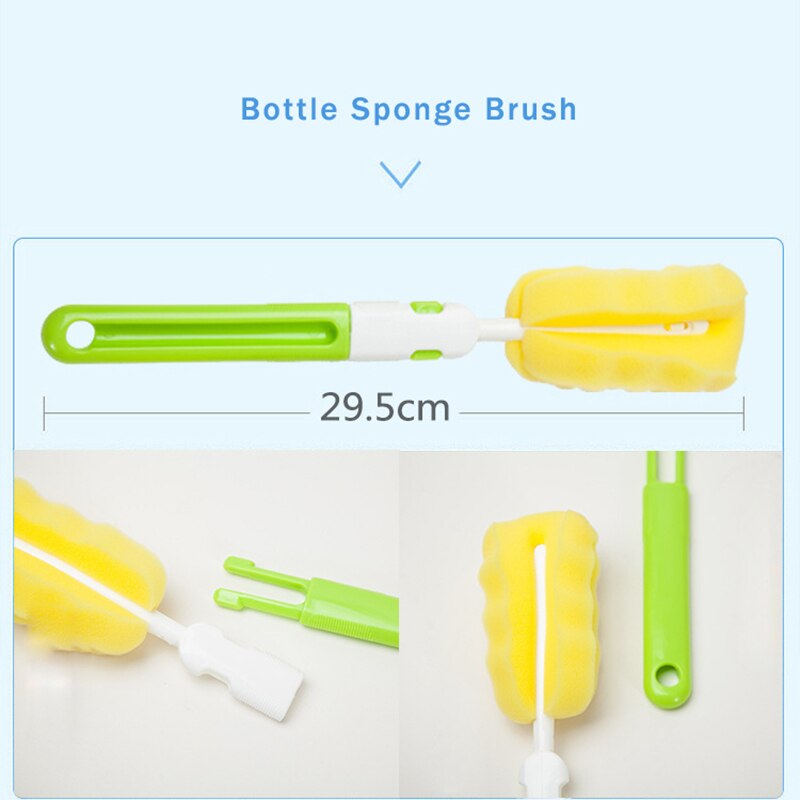 Cepillo de esponja para limpieza de botellas de bebé, brochas especiales de vidrio, mango seguro para niños, herramientas Flessenborstel, accesorios para botellas, 12 Uds.