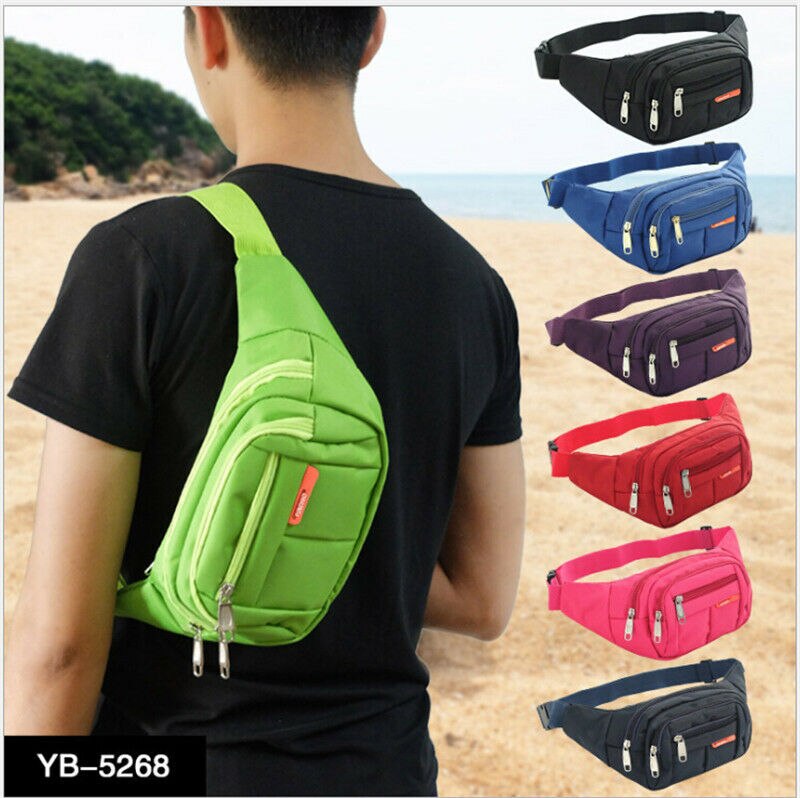 Nylon fanny pack for men kvinner hoftebelte veske veske veske lomme reise sport bum bryst midje veske vanntett