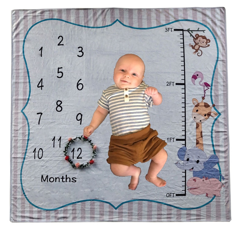 Pasgeboren Fotografie Prop Baby Baby Milestone Deken 120X120Cm Badhanddoek Baby Speelkleed Tapijt Achtergrond Polyester Deken