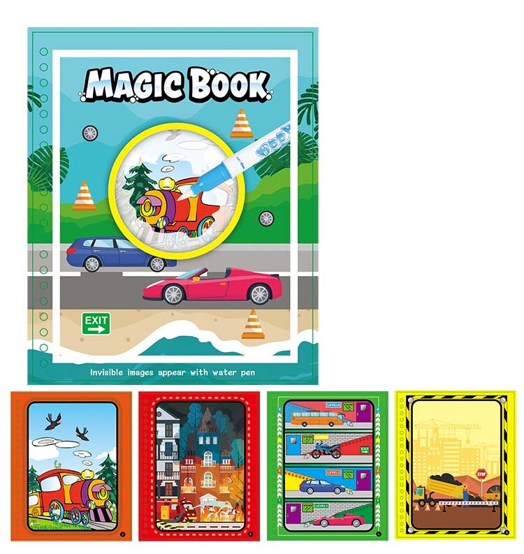 Animal Zoo Princess Magic Water Drawing Book Colorling Mermaid Cartoon Doodle Magic Pen tavolo da disegno giocattoli bambini regali per bambini: Car