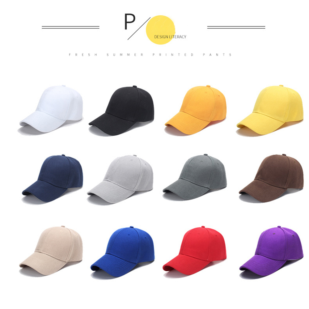 Baseball Cap For Men Women Summer Hat Solid Color Velcro Adjustable Unisex Spring Shade Hip Hop Men Baseball Cap Black White