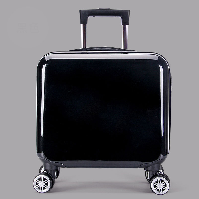 Child Boarding Trolley 16 inch Cartoon Suitcase Large Capacity Luggage Universal Wheel Student Suitcase Hanimom: Black