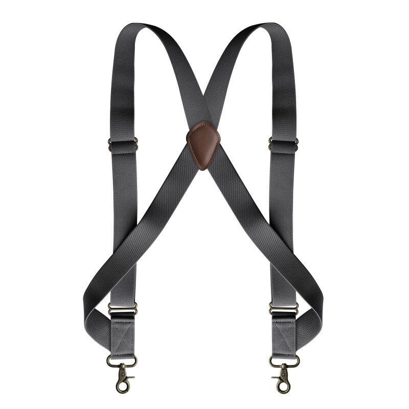 Deepeel 1Pc 3.5X125cm Mannen Jarretel X-Vormige Stretch Brede Bretels Werk Bretels Haak Gesp 2 Clips Bandjes man Jockstrap: Gray