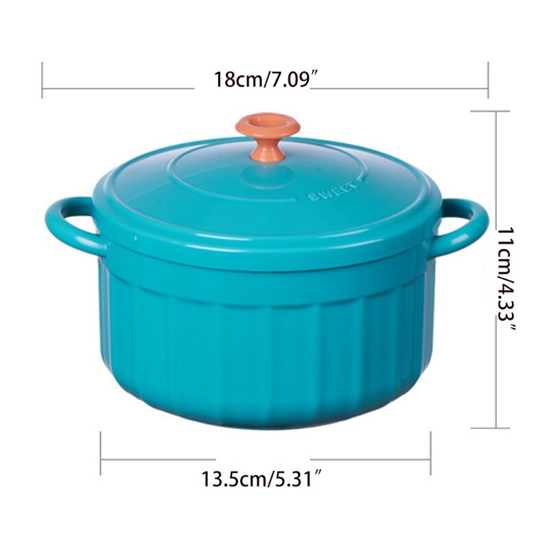 Handheld Bowl Anti-scald Noodle Soup Rice Ramen Bowl w 2 Handle Japanese Style Kitchen Tableware Blue/Cyan/Orange/Yellow
