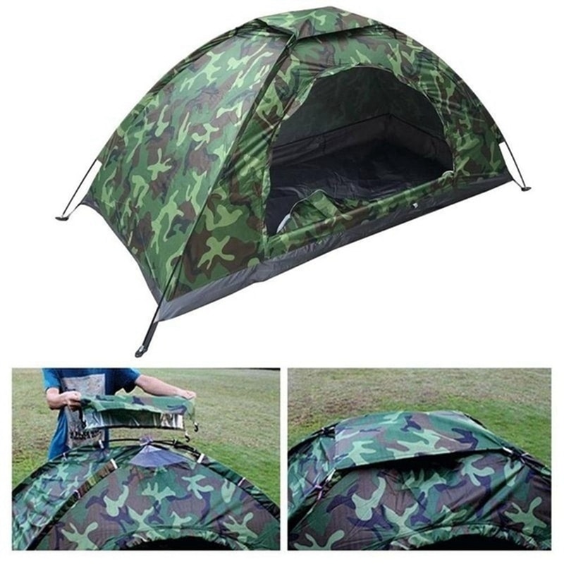 1 person bærbar udendørs camping telt udendørs vandreture camouflage camping napping telt