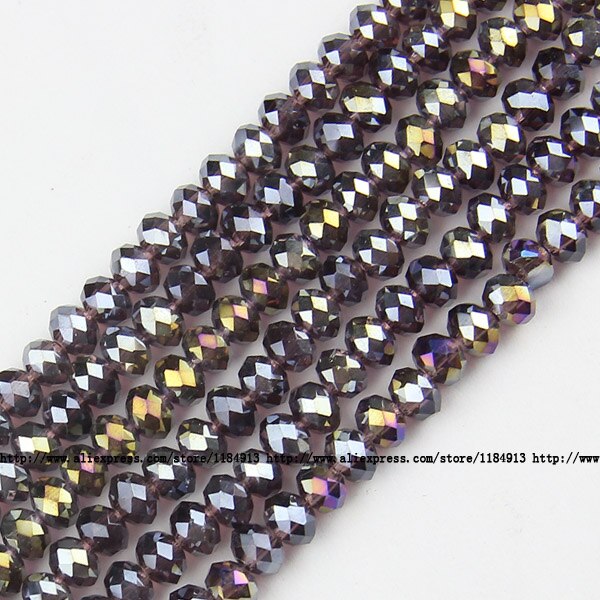 JHNBY forma redonda de lujo perlas de cristal austriaco de 6mm 50 Uds. Cuentas sueltas rondeles bola de cristal pulsera joyería DIY: Y605 Violet