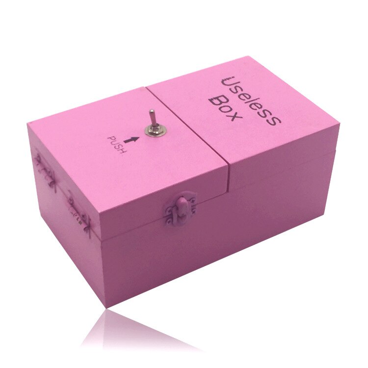 Drôle en bois boîte inutile nouveaux jouets exotiques Anti-Stress Gadgets Surprise jouer astuces blagues pratiques jeu pour les amis: Pink 1
