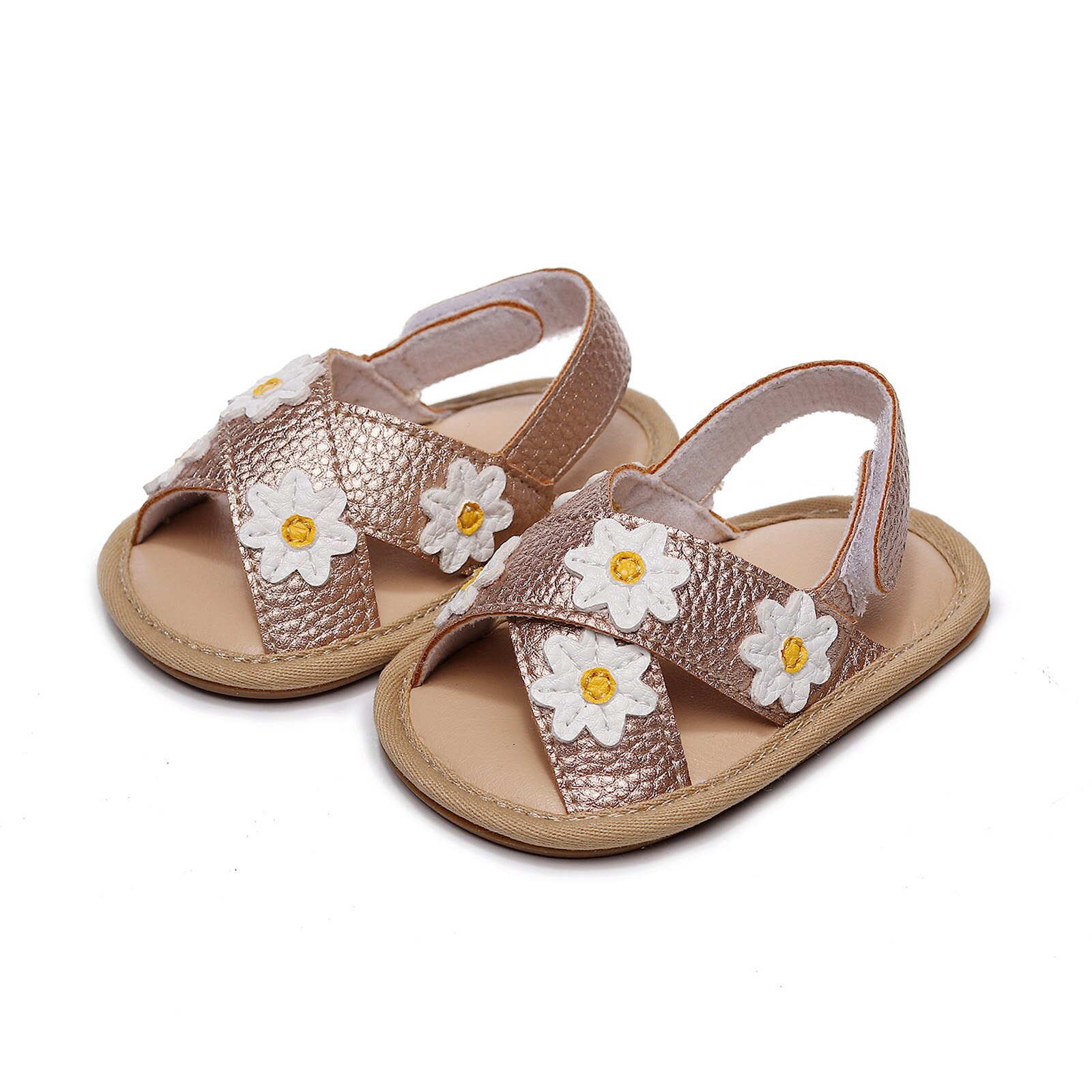 Zomer Baby Schoenen Leathers Zoete Kinderen Sandalen Meisjes Peuter Baby Bloemen Hollow Out Schoenen: Goud / 7-12 Months