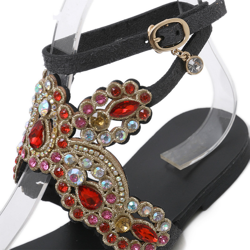 Summer Bling Bling Colorful Rhinestone Butterfly Woman Sandals Crystal Flats Flip Flops Female Single Shoes Party Beach