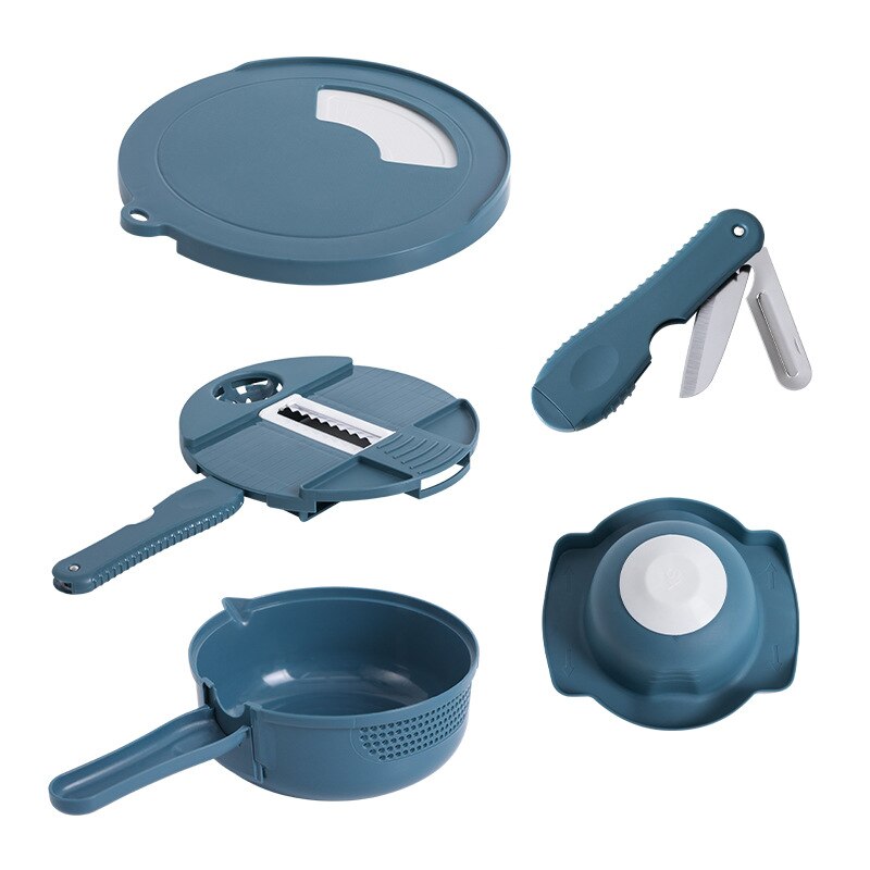 Tiktok Explosion Multi-Function Cutting Kitchen Full Set Cutting Board Cutting Machine Manual Peeling Rotating Grater