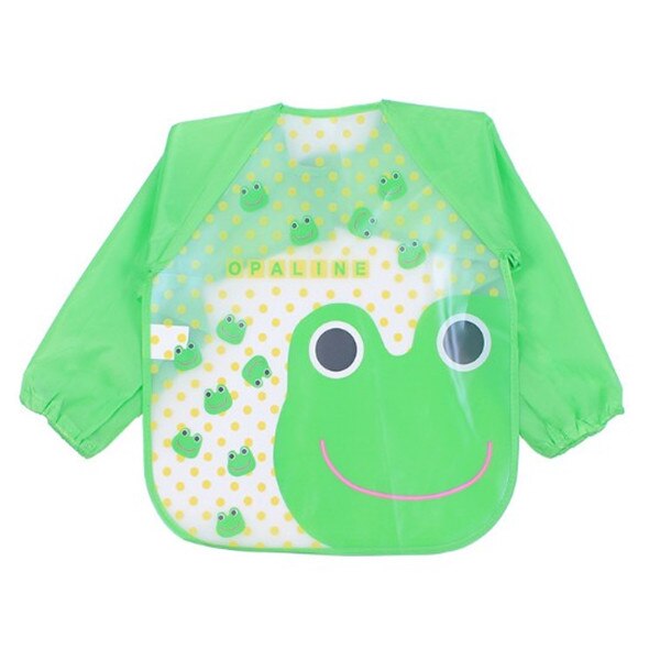 Cartoon Baby Lätzchen Wasserdicht Langarm Schürze Kinder Fütterung Kittel Lätzchen Spuck Kleidung Weiche Essen Kleinkind Baberos Bavoir Kleidung: Green Frog