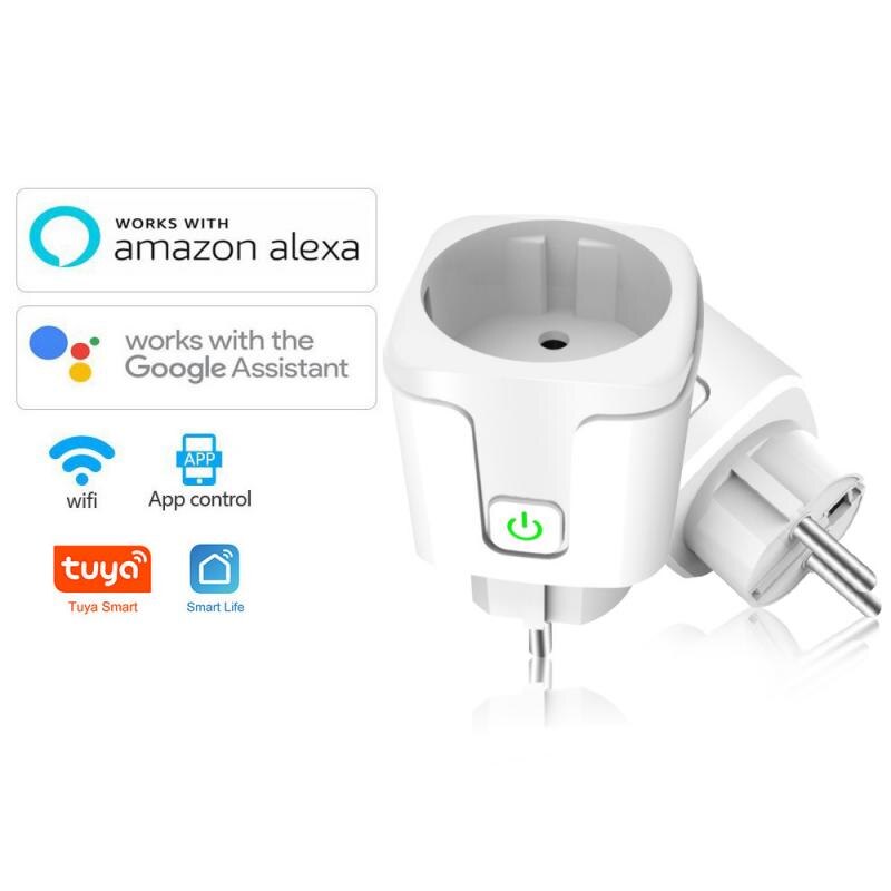 16A WiFi Smart Plug EU Adaptor Remote Voice Control Timer Electricity Monitor Work With Alexa Google Assistant Smart Socket