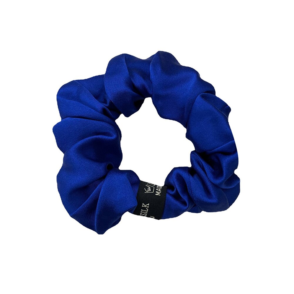 neue 100% Reine Maulbeere die Seide Große Krawatte Haar Seide Einfache Reine Farbe retro Haar Bands Für Frauen Haar Krawatte seil Zubehör Mädchen: Tiefe Blau