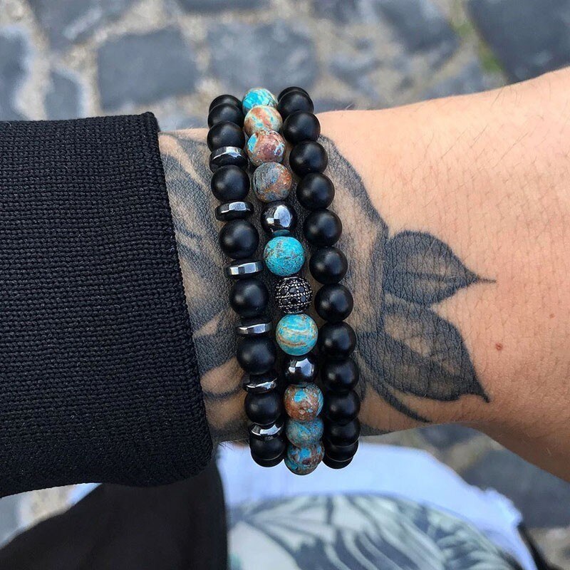 2020 gorący modny mężczyzna bransoletka lew urok Handmade Strand kamień bransoletka z paciorkami dla mężczyzn biżuteria prezent Pulsera Hombre: 13